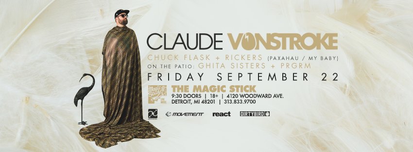 majesticdetroit's tweet image. Set times for tonight
Doors: 9:30pm
Chuck Flask &amp;amp; Rickers 9:30pm
@VonStroke 12:00am - ?

ALLEY DECK:
@PRGRM_DET 9:30PM
@ghitasisters 12:00AM