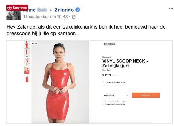 marjoschrijft's tweet photo. Superleuke casus voor het vierdejaarsvak Woordvoering bij COM: de 'zakelijke jurk' van #Zalando  https://t.co/LqTH5klfXH https://t.co/ohsDPNCJet