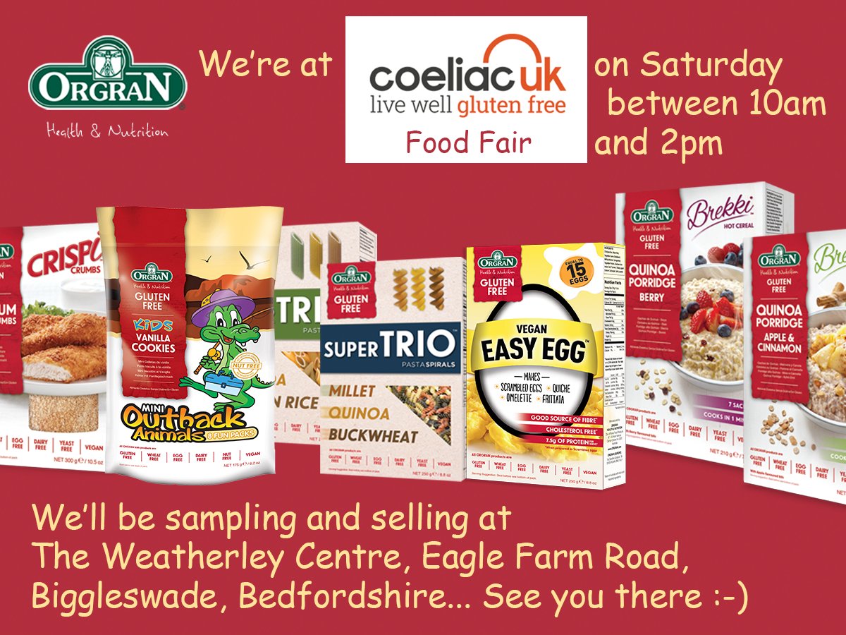 We're at the Coeliac Food Fair on Saturday. Come and see us between 10am and 2pm to try lots of tasty products. See you there.