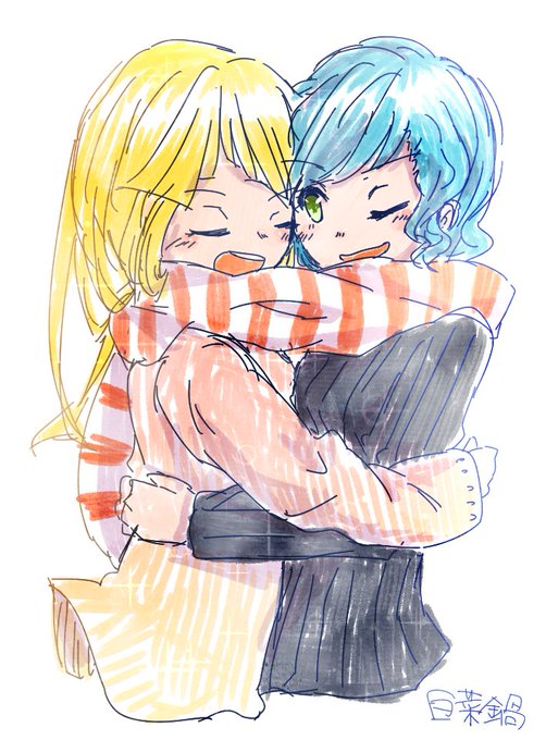 推しカプに二人でひとつのマフラーを巻いてほしいのtwitterイラスト検索結果