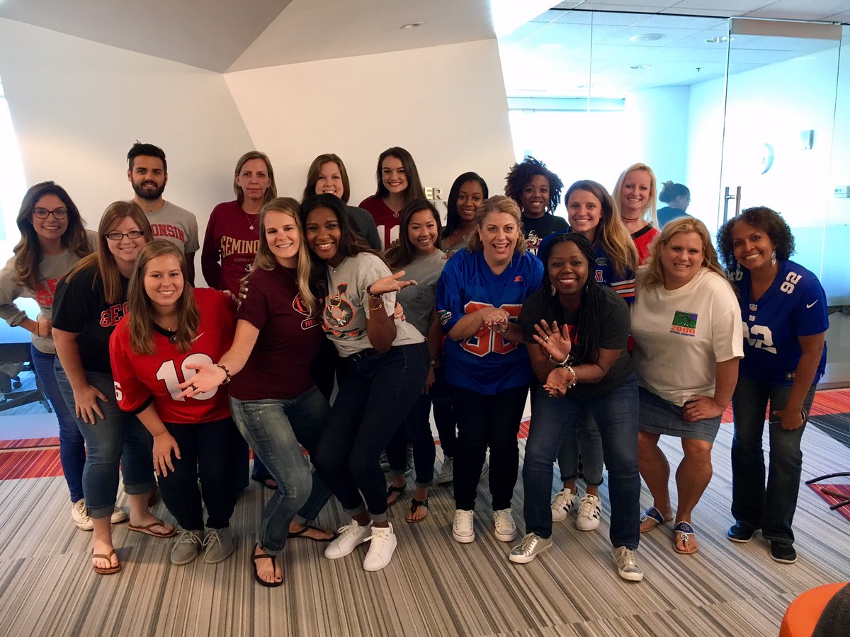 PN_Atlanta's tweet photo. #PNATL is cheering on our favorite 🏈 teams this weekend! We're celebrating early with #JerseyThursday in the office. https://t.co/mTUrnsaoyZ