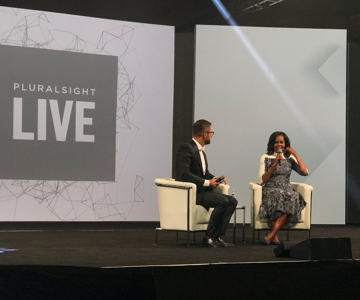 Pluralsight (@pluralsight) on Twitter photo .<a href="/MichelleObama/">Michelle Obama</a> is here for a moderated conversation with <a href="/skonnard/">Aaron Skonnard</a>! #PluralsightLIVE .<a href="/MichelleObama/">Michelle Obama</a> is here for a moderated conversation with <a href="/skonnard/">Aaron Skonnard</a>! #PluralsightLIVE