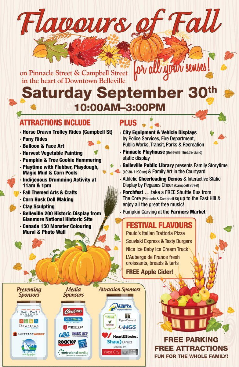 BCC1864's tweet photo. Flavours of Fall @DTBelleville is just around the corner. Save the date & come join the fun! #FofFall17 #FreeFamilyFun https://t.co/Jf2JSUtl66