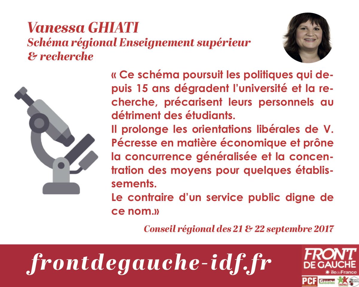 GaucheComIDF's tweet photo. .@VanessaGhiati dénonce les dangers du Schéma Enseignement sup@recherche de @vpecresse #DirectIDF https://t.co/ijO0FJiV7V