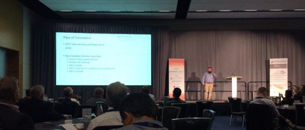 AdvTechPodcast's tweet image. Now up Antoine Généreux, Solutions Architect from @awscloud with an update on Amazon Web Services  #DevOpsCloudSummit