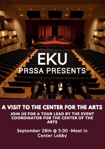 EKUPRSSA's tweet photo. It's our first field trip of the semester! Mark your calendar for September 28th at 5:00 p.m. https://t.co/4Wt3A3p9KR