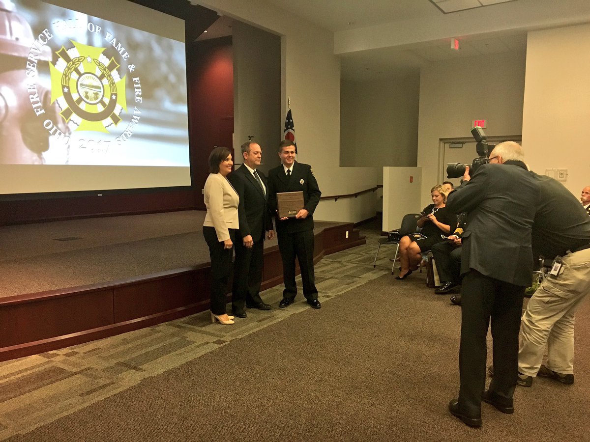 OhioFire's tweet image. Fire Prevention Educator of the Year Firefighter Cody Martin. #HOFA17