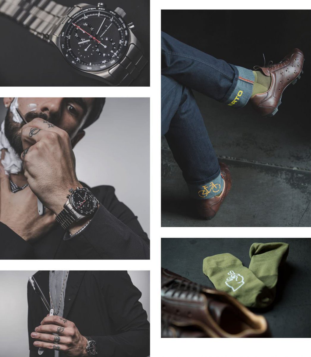 GRAN FONDO Fashion-Shoot: Porsche Design Chronotimer Series 1 All Titanium – Fingers crossed: Good Luck! granfondo-cycling.com/gran-fondo-fas…