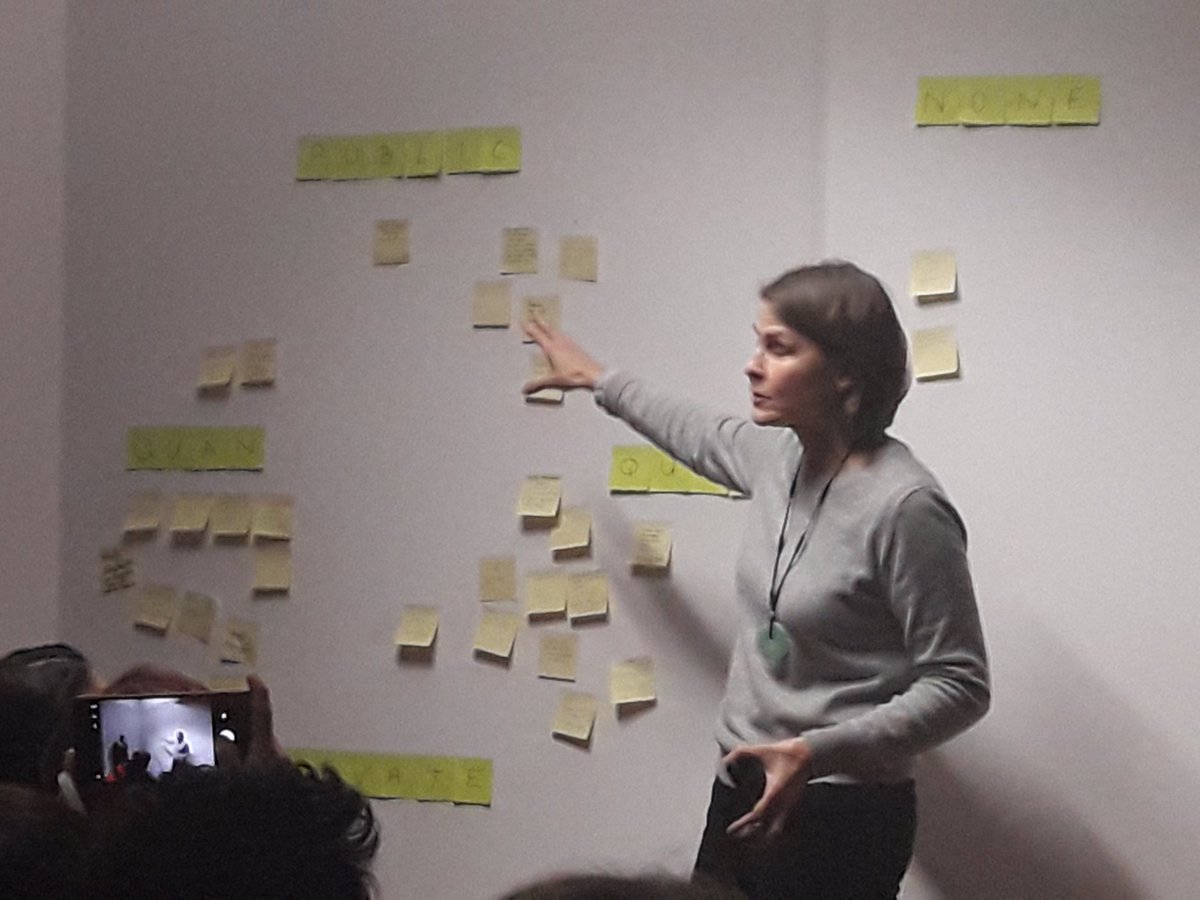 MAServiceDesign's tweet photo. @aliprendiville (literally) asks 'what' & 'how' do we evaluate?' what is the right language? what values are we missing? #CraftofSD https://t.co/ycIzsZ41Vd