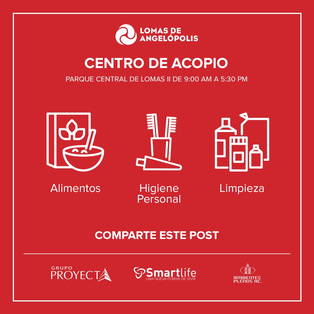 HOY Y MAÑANA acércate al #CentroDeAcopio con tus donaciones.
#FuerzaMéxico