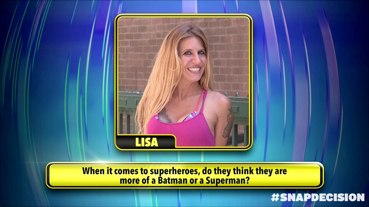 Does Lisa think her inner superhero is a Batman or Superman? 

Watch next MON to see if you’ve got it right! #SnapDecision