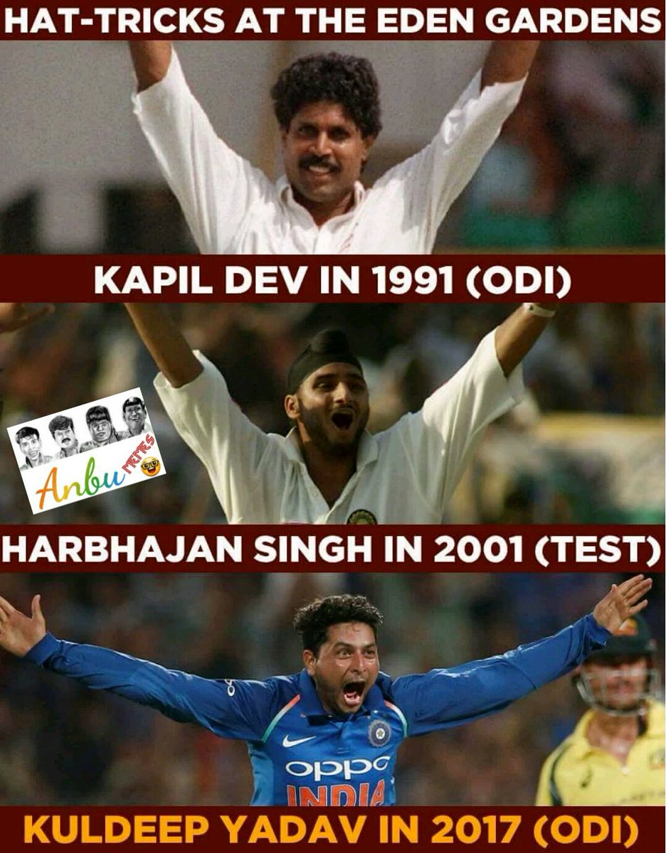 Anbu_Selvan_'s tweet photo. Kuldeep Yadav becomes the third bowler to take a hat-trick at the Eden Gardens. @imkuldeep18 @harbhajan_singh @ImRo45 @imVkohli @msdhoni https://t.co/PgbvfQBIWi
