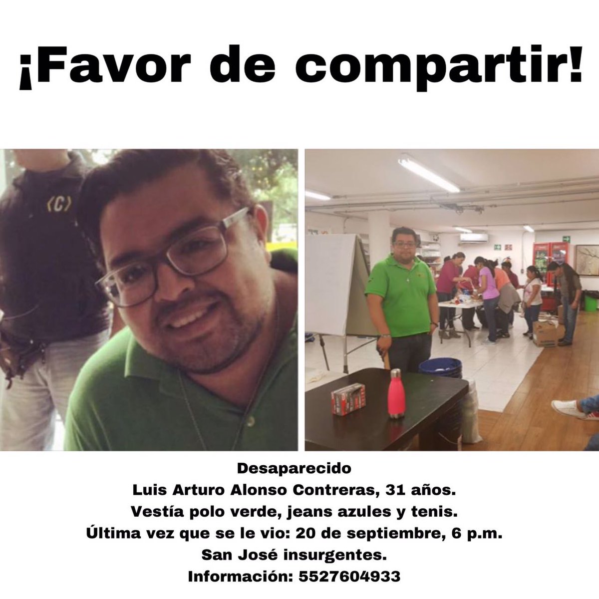 AutosyMas's tweet photo. Salió ayer como voluntario y no regreso a su casa es un buen amigo por favor ayúdame a difundirlo RT RT Familia preocupada @MauricioKuri https://t.co/c2E94rYQZp