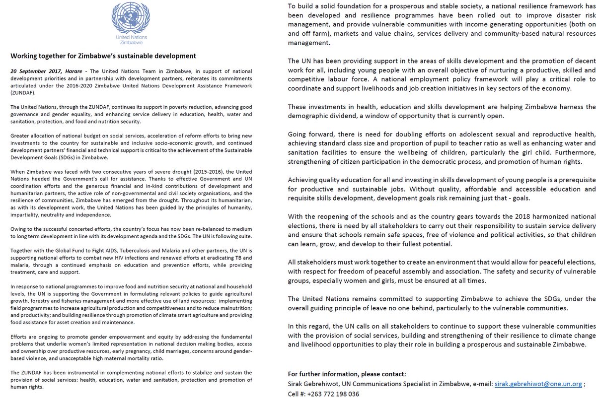 Un Zimbabwe On Twitter Unzimbbawe Statement Working Together