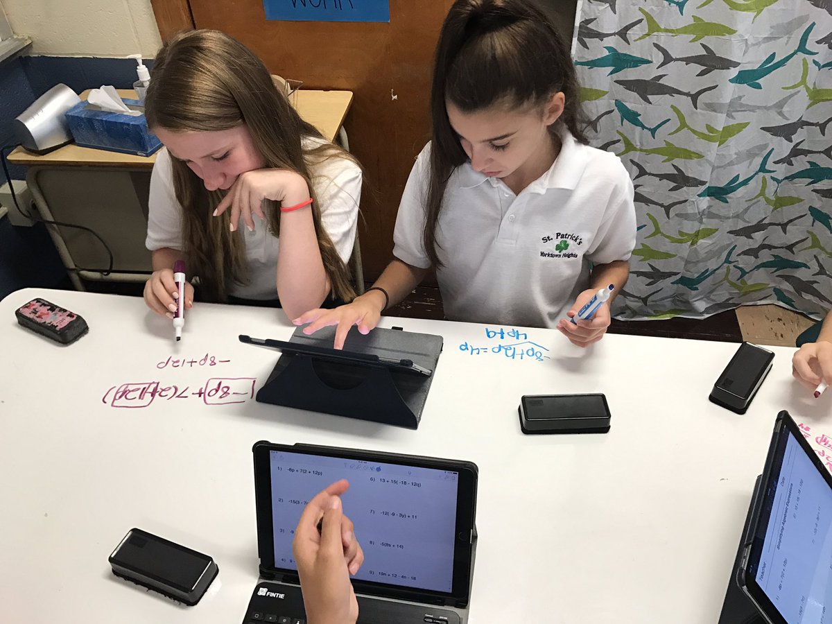 MsProctorMath's tweet photo. Combining like terms with rational numbers! Some exciting happening in #7AcceleratedMath @StPatsYorktown #BlendedLearning #WhiteBoardTable https://t.co/CtqMdKt68V