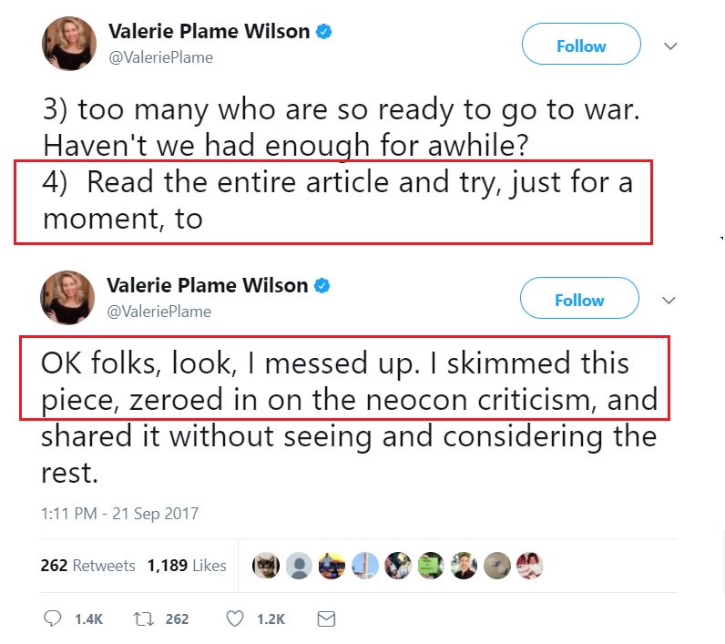 Valerie Plame tries to double down, then cover her antisemitic ass