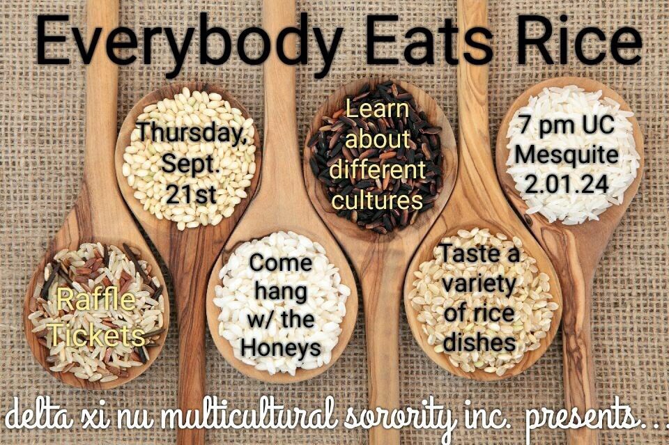 utsamgc's tweet image. Cultural Awareness Event! Come by today and taste a variety of rice with @UTSAXiHoneys #utsamgc #utsa21 #utsa20 #utsa19 #utsa18