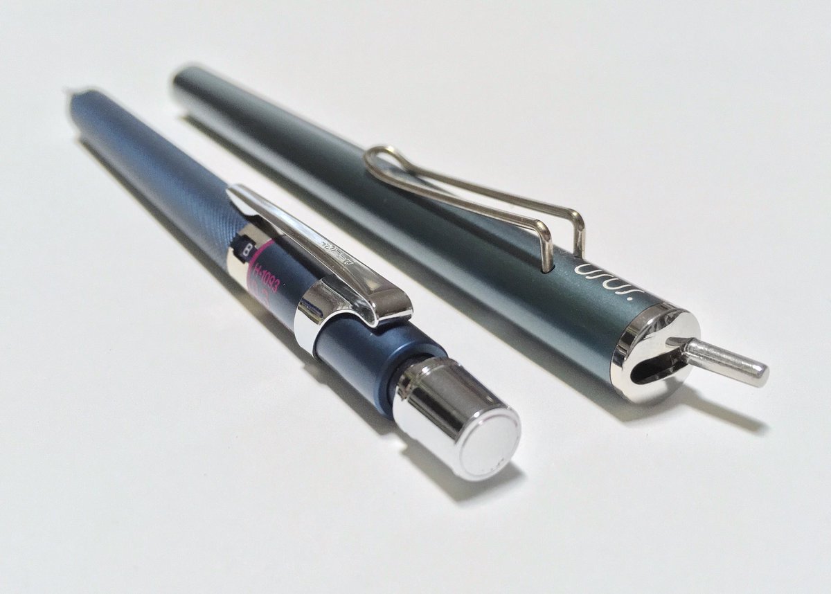 Blue grey pair: usus.pi ballpoint & Pilot H-1093 drafting