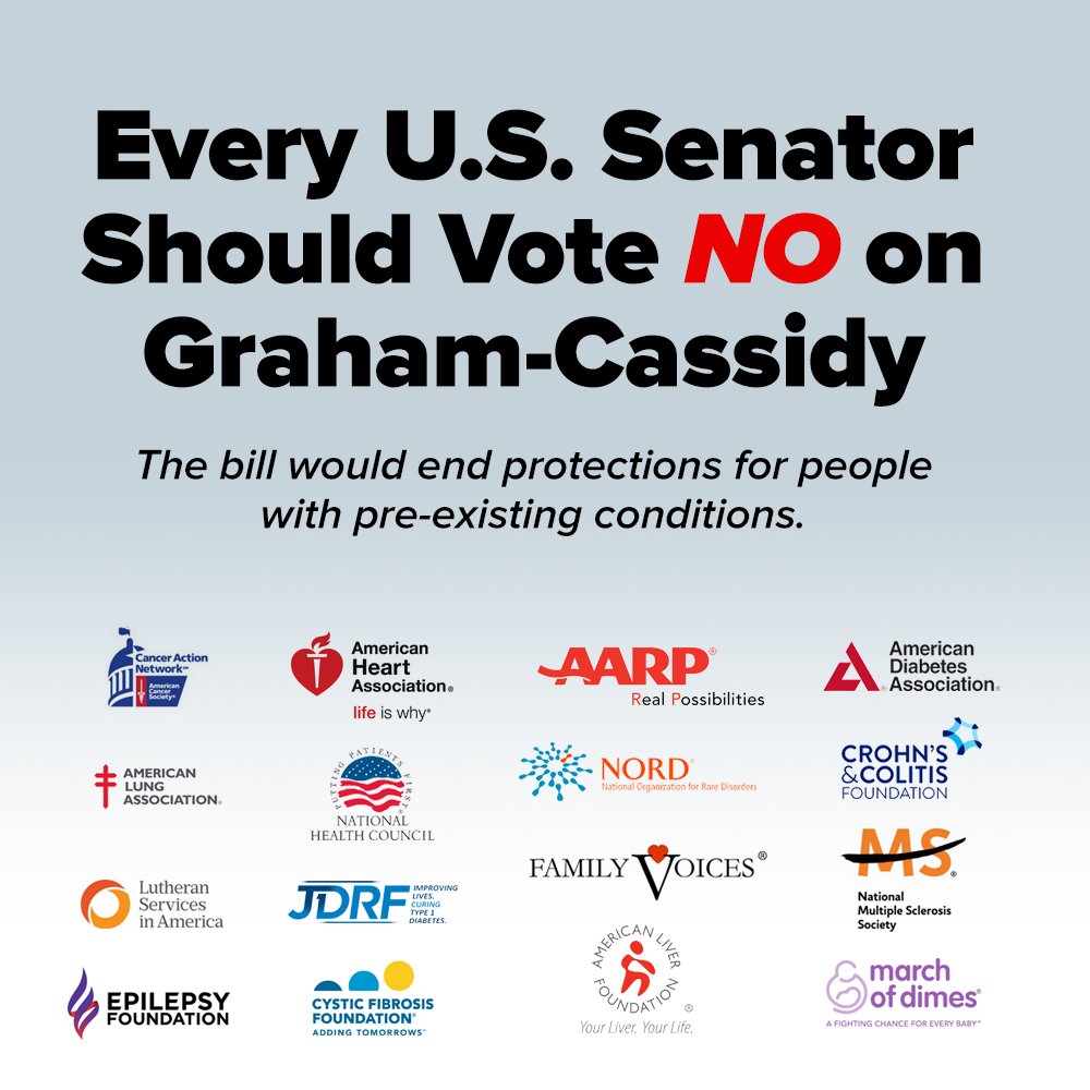 .@JDRF joins 15 organizations urging U.S. Senators to vote NO on #GrahamCassidy; bill would end pre-ex protections. jdrf.org/healthreform