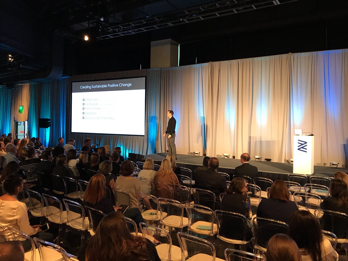 Jeff_Carr's tweet photo. “Exercise is a gateway drug”. Spreading positivity and new perspectives. @ShawnAchor inspiring and dazzling the crowd @Zenefits #SHIFT17 https://t.co/RelkX5SI6P