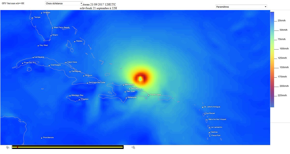 meteophile's tweet photo. #cyone #Maria  à 22HUTC à 100km au nord de la Rep #Dominicaine va incurver sa trajectoire vers le nord vers le large (GFS) https://t.co/B2vKxQ2sRo