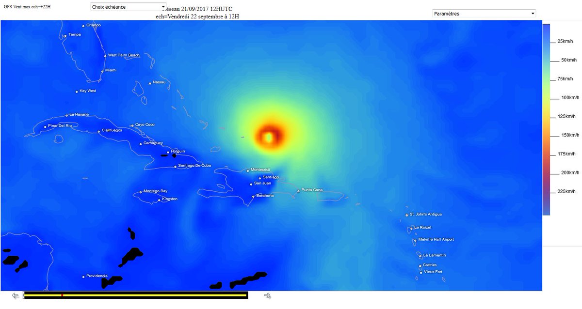 meteophile's tweet photo. #cyone #Maria  à 22HUTC à 100km au nord de la Rep #Dominicaine va incurver sa trajectoire vers le nord vers le large (GFS) https://t.co/B2vKxQ2sRo