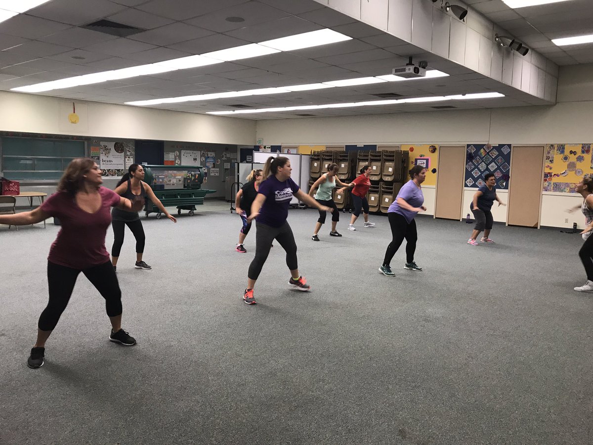 Bobier teachers model wellness on Zumba Thursdays! It's fun to be healthy!