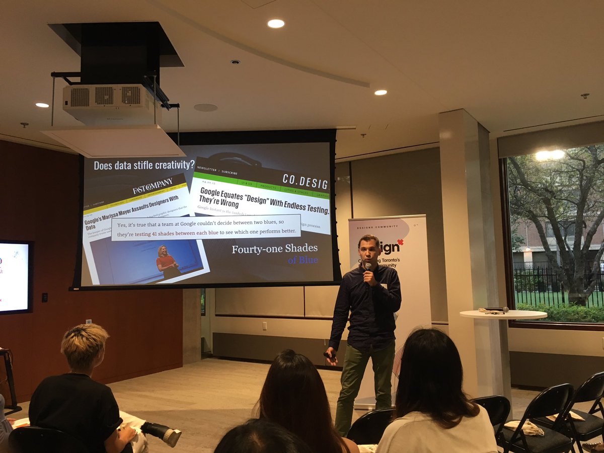 fifth_element75's tweet photo. Great talk by @vadimts @WeAreDesignX #DataInformedDesign event https://t.co/9SMK8H3gek