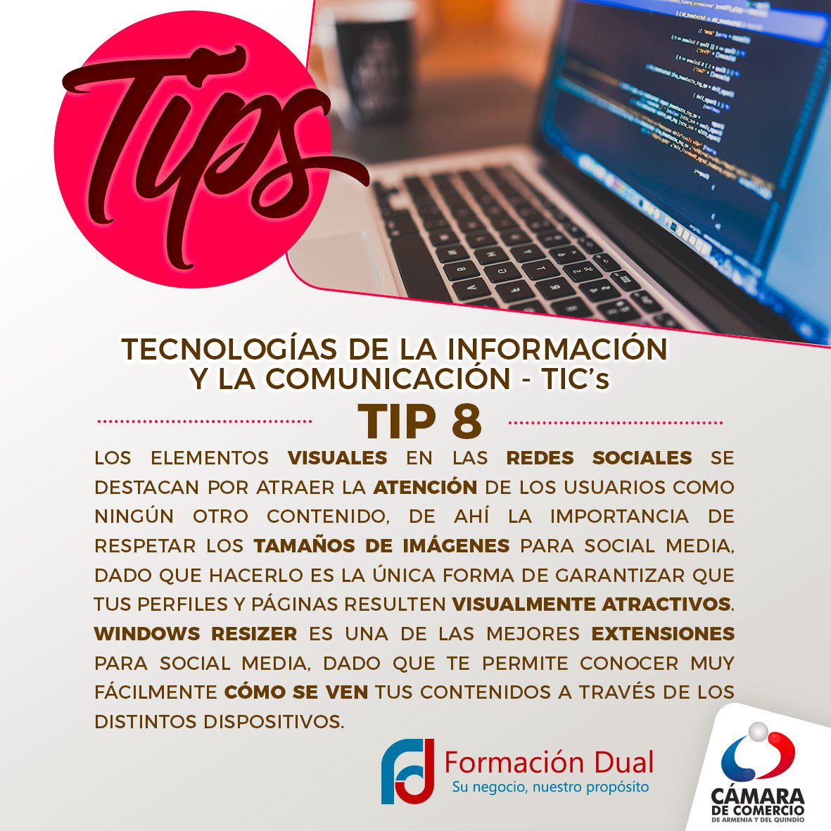 Camara_Armenia's tweet photo. ¿Estás cuidando de la imagen de los contenidos de tu marca en redes sociales? ¡Ten en cuenta este tip de #SocialMedia! https://t.co/DOhgcRh4YU