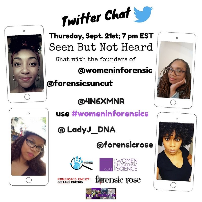 womeninforensic's tweet photo. We're talking everything "Seen But Not Heard" in the forensics field. Join us on #womeninforensics https://t.co/UzEwrTuqia