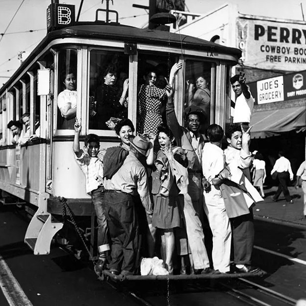 Main Street after Japanese surrender of World War II.