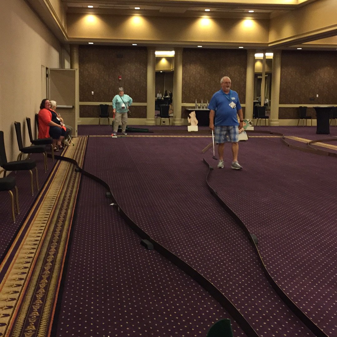 FlyerLibrarian's tweet image. Fred and Janet. #KLAconf17 #KASL #LibraryMiniGolf