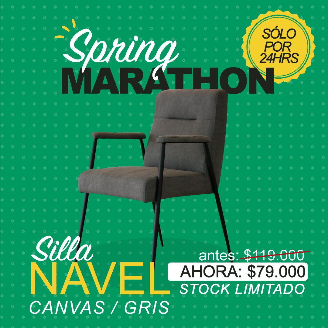 Spring Marathon!!! sólo por 24 horas , oferta de sillas Navel, disponible en nuestras tiendas y en thepopulardesign.cl