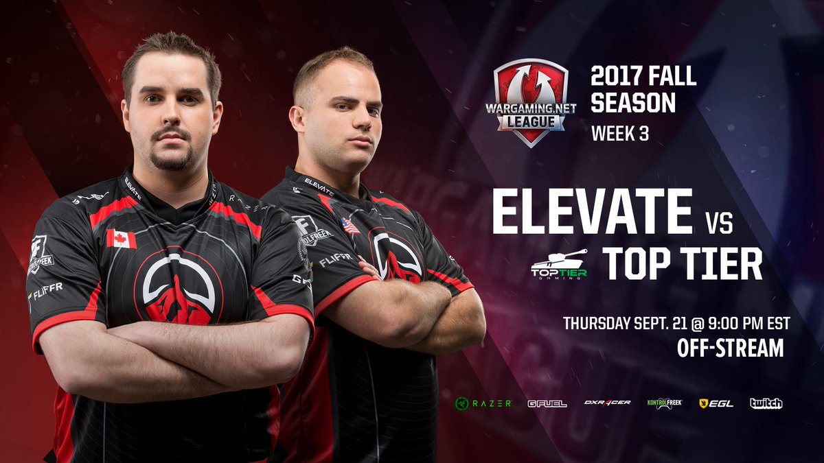 The #ElevateTanks team looks to stay unbeaten in the <a href="/WGLNA/">WGLNA</a> Fall Season as they take on @Top_Tier_Wot off-stream! 

#RedRebellion