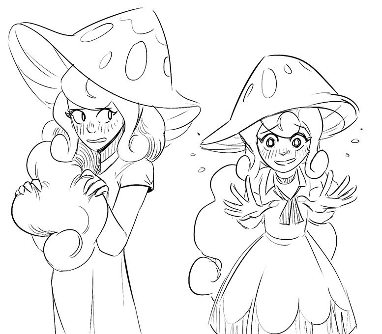 Im gonna be on a trip for the weekend so here are my Weekly Doodles in advance! My tiny mushroom girl/gardener? 