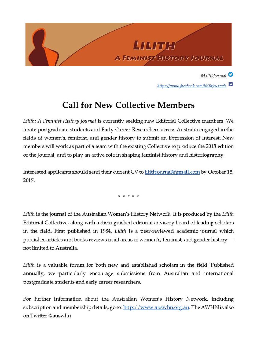 LilithJournal's tweet photo. Interested in being actively involved in shaping feminist history? The Lilith Collective is looking for new members! #twitterstorians https://t.co/go87SGAKOp