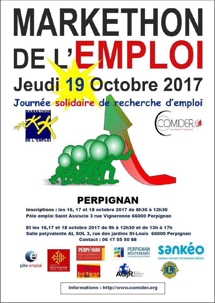 Laurie_Padrines's tweet photo. #SaveTheDate 📆 Participez au #Markethon2017, le jeudi 19 octobre, journée solidaire de recherche d’#emploi à #Perpignan https://t.co/7WKbNIn4p7