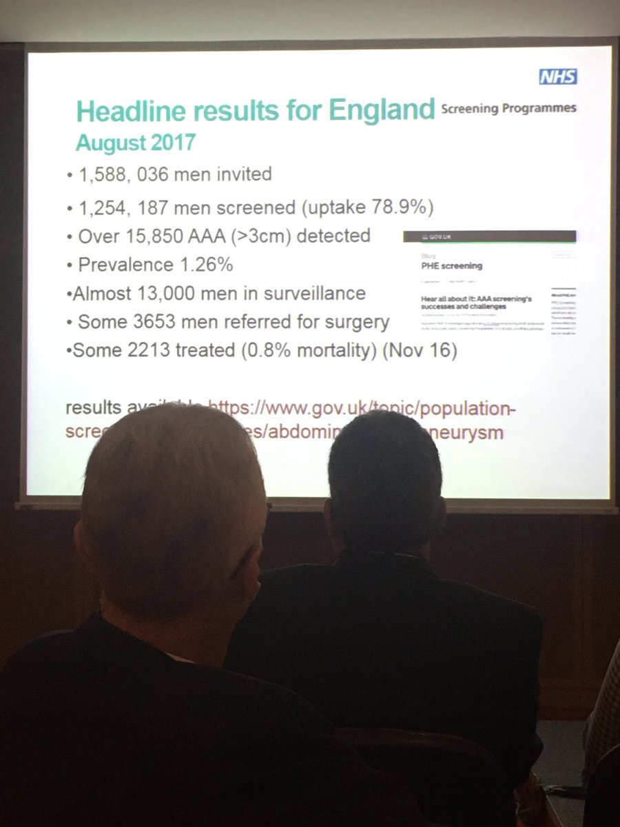 robhinchliffe1's tweet photo. #ESVS2017. Latest data from England AAA screening programme from @JJEarnshaw https://t.co/M2Ivx11wys