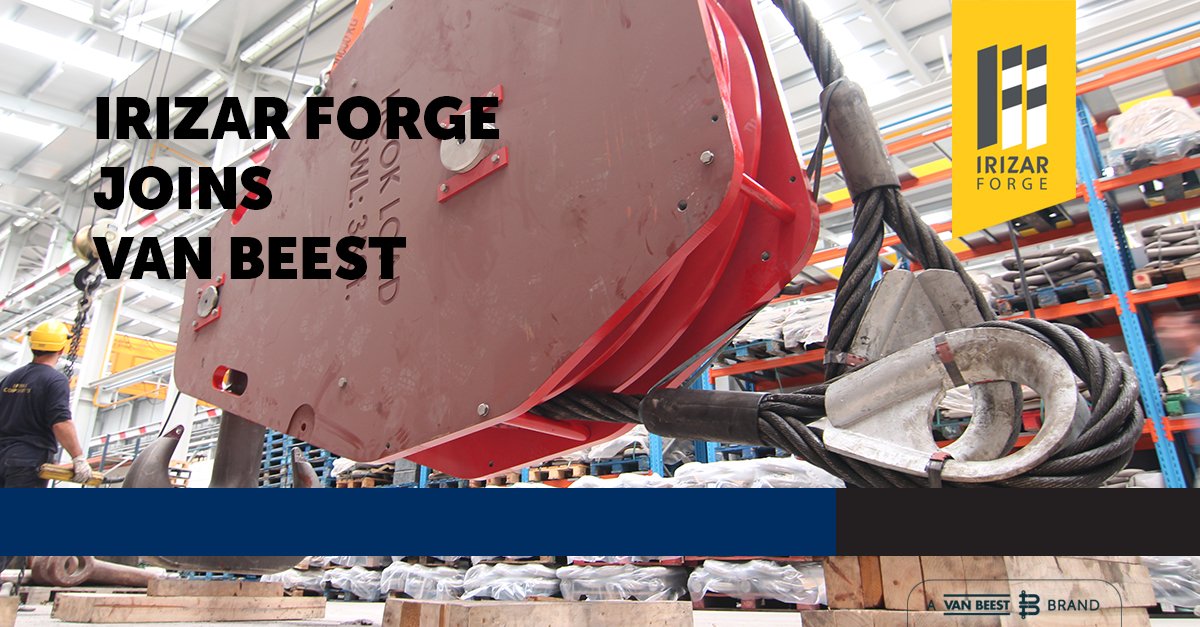VanBeestBV's tweet photo. Happy to announce that we have acquired Irizar Forge; innovative forge of heavy duty crane hooks &amp; blocks https://t.co/bA8UHsbf7w https://t.co/VgEyObLDLd
