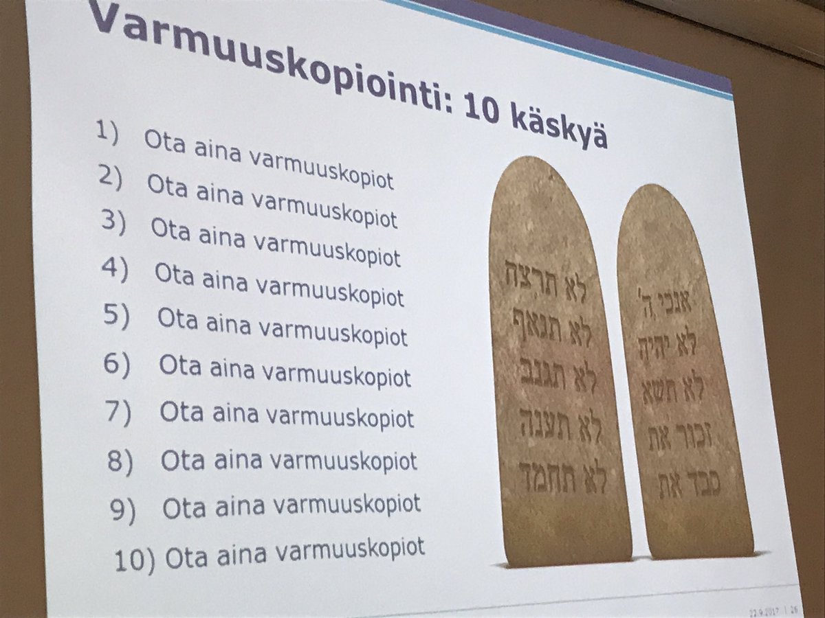 NinaManni1's tweet photo. Aamun ensimmäinen muistutus! #S2017 #sihteeriyhdistys #certfi #ilotoimiayhdessä #kyberturvallisuus #syysseminaari https://t.co/NRffa9DF8k