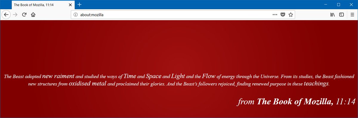 The Book of Mozilla, 11:14  (about:mozilla)