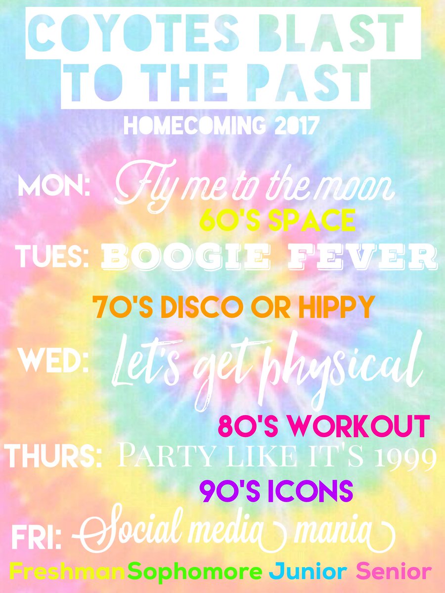 cehsstuco's tweet image. Dust off your time machines Coyotes! We are blasting to the past for HOMECOMING 2017!! Oct. 16th - 21st