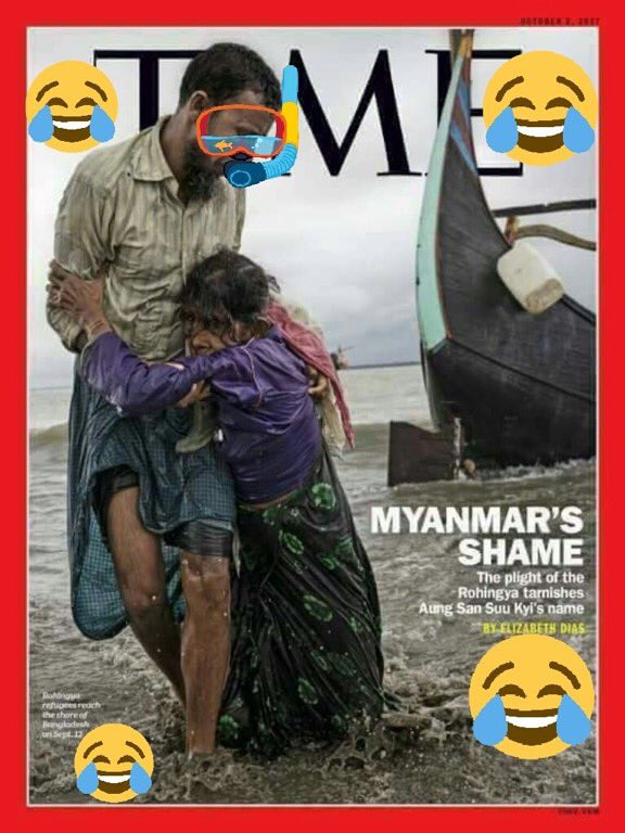 Why r these 2 Bengalis so wet like a drown person?
No Rain,Water level is approximately under knees.
What a dramactic photo scene by TIME?