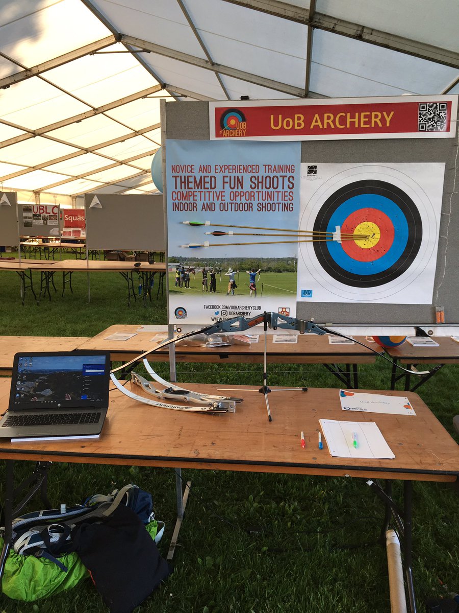 uobarchery's tweet photo. Come find us at the welcome stall. We're in the yellow tent! #UoBArchery #WeAreBristol #BristolUni #BristolUniWelcomeFair https://t.co/IYb3RpjvtZ