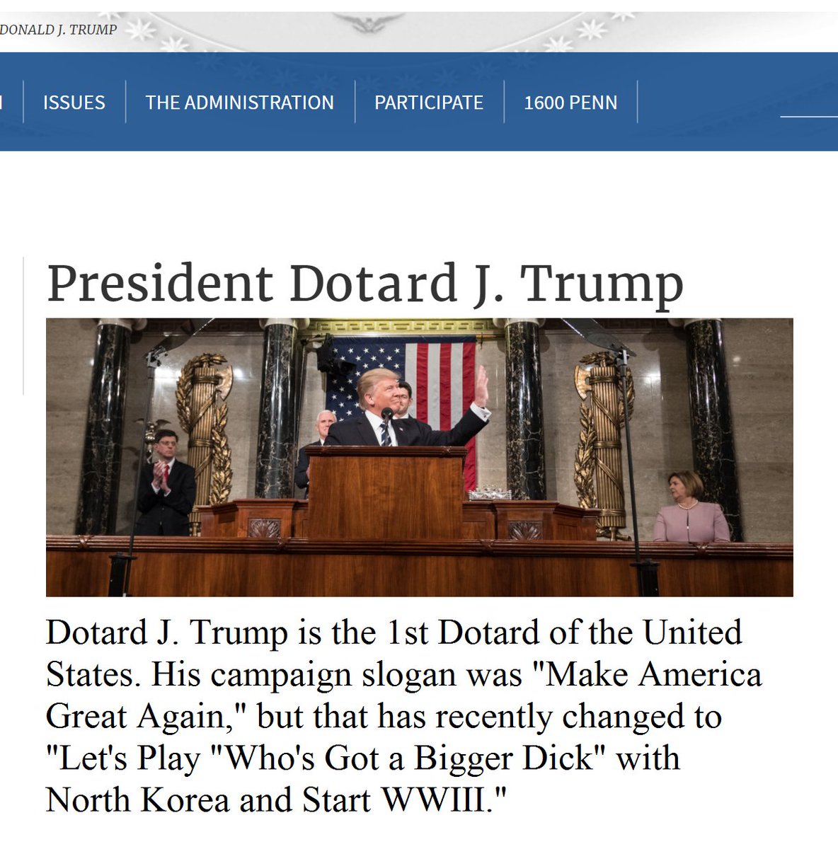 AltFactsOffice's tweet photo. White House Announces "Comparing Dicks Diplomacy," New Foreign Policy, with Accompanying Website. #dotard

#resist #ImpeachTrump https://t.co/HEelGdiemD