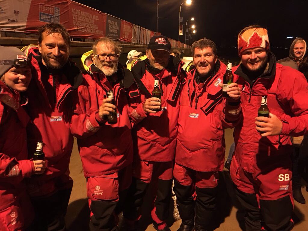 ClipperRace's tweet photo. The @GREATBritain team crossed the #Race1 finish line third! They also double their race points as played #TheJoker card. #PuntadelEste https://t.co/rZKzGWPyGL