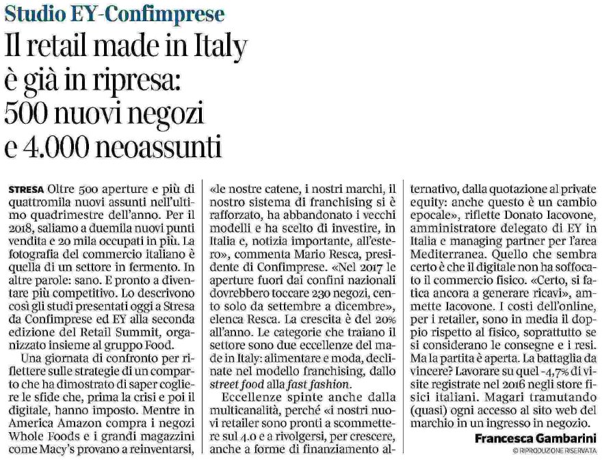 EY_Italy's tweet photo. #Retail #madeinitaly settore in fermento pronto a diventare più competitivo_500 nuovi negozi e oltre 4.000 nuovi assunti #retailsummitstresa https://t.co/IYhkdF3i5S