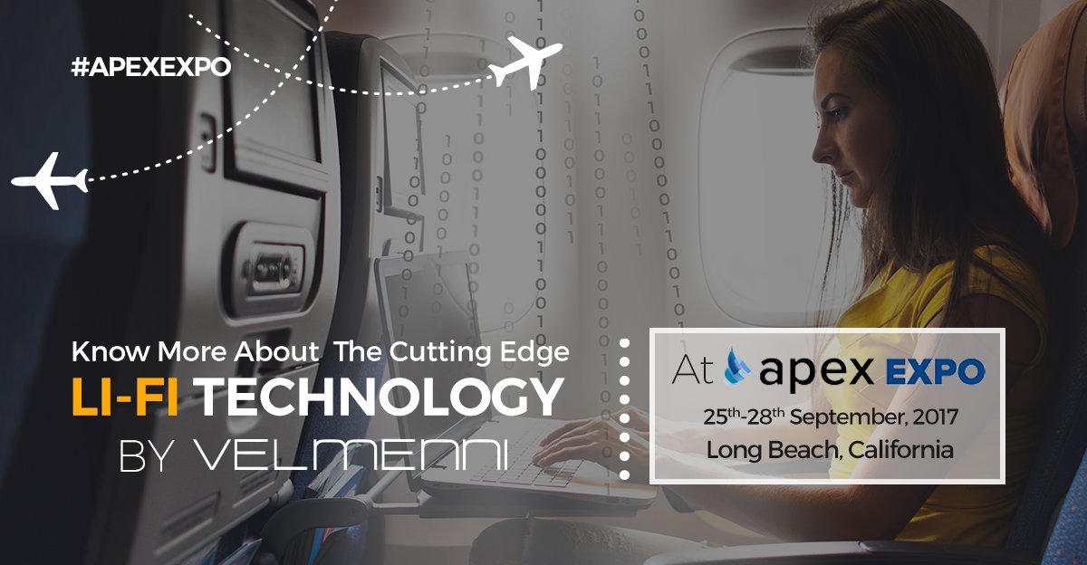 velmenni's tweet image. Catch us at the #APEXexpo in California as we talk about #Lifi and its foreseen influence on passenger experience. bit.ly/Velmenni_Aero