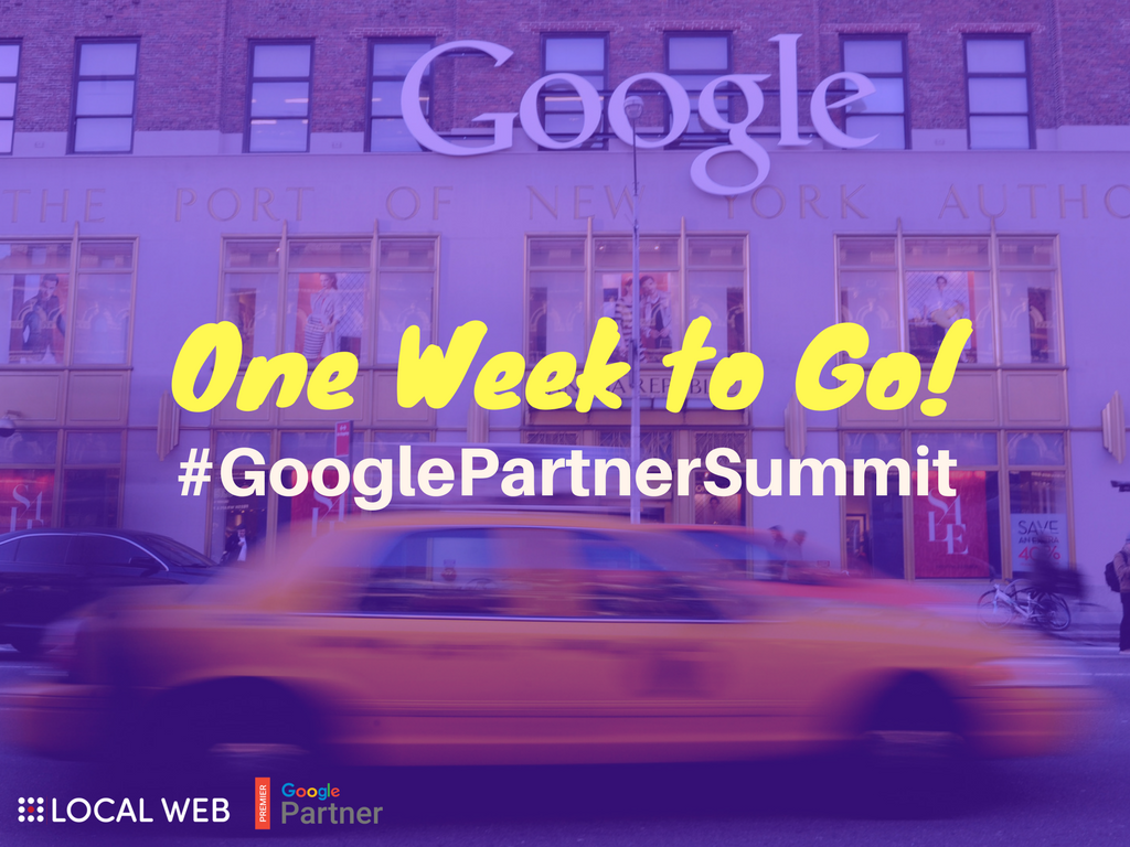 localweb_UK's tweet photo. 😁We look forward to next week's #GooglePartnerSummit! See you in New York🍎 Google! 
#LocalWebUK #LocalWebinNewYork #Google #FridayFeeling https://t.co/4WthUauEOP