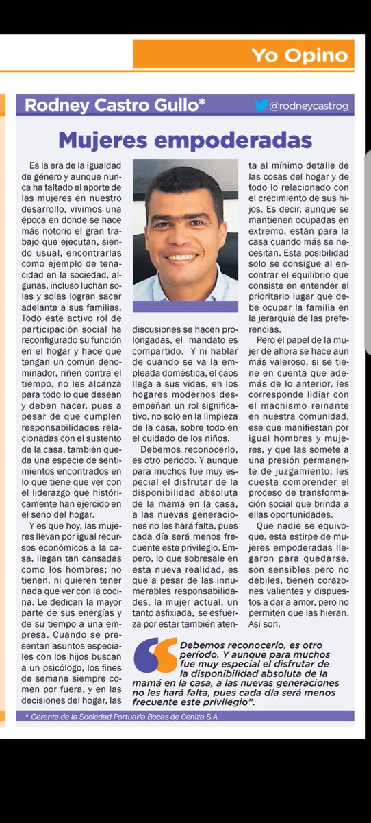 Los invito a leer en <a href="/GenteNorte/">Gente Norte</a> sobre el nuevo papel de las mujeres en el hogar